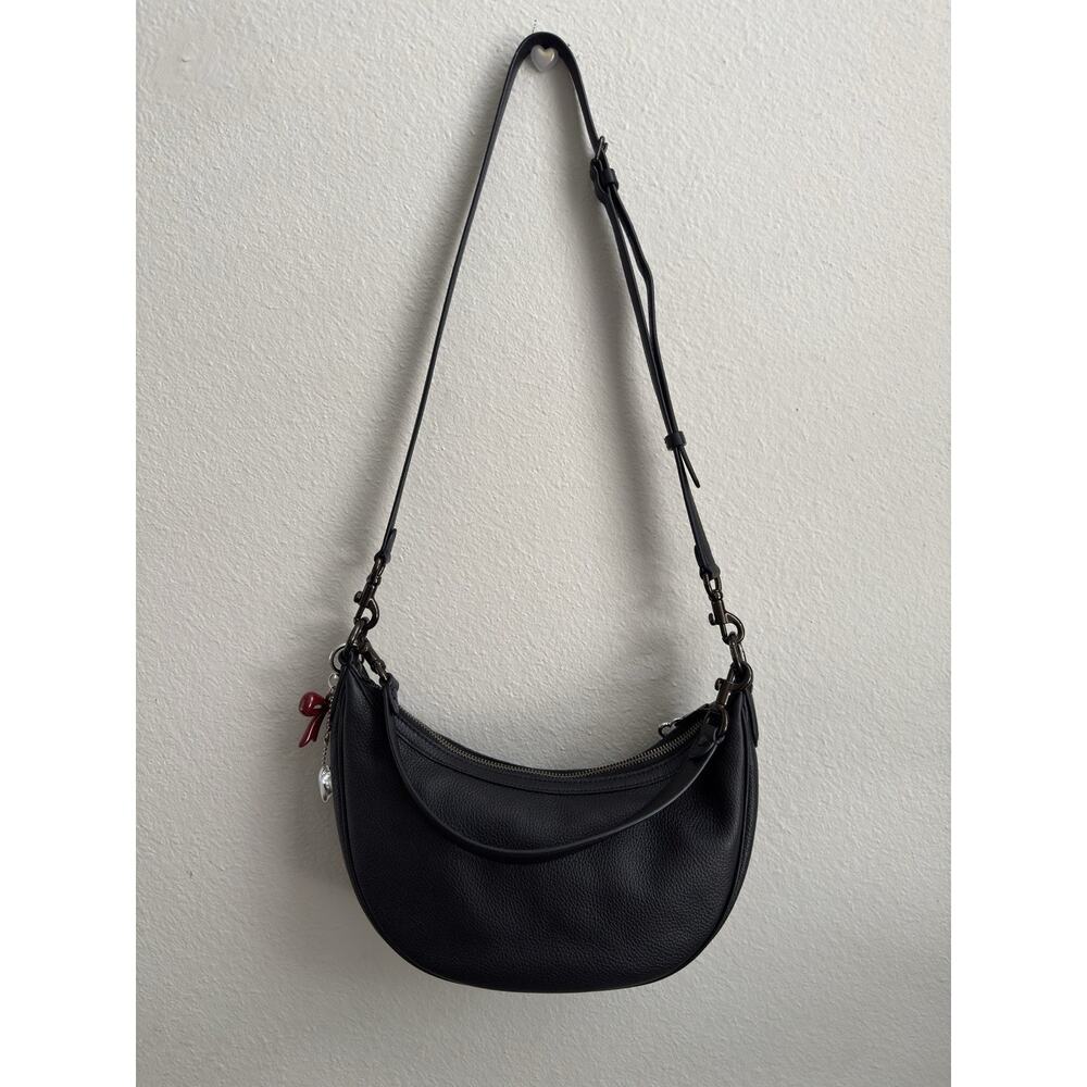 Coach Aria Black Leather Half Moon Crossbody Hobo Shoulder Bag Purse - Picture 11 of 16